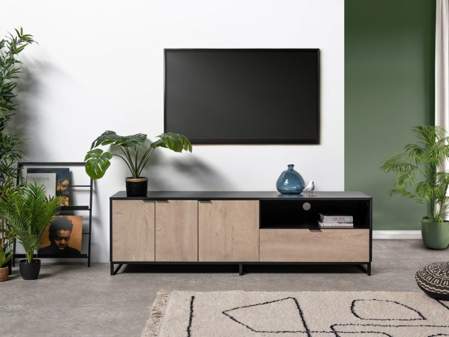 meuble-tv-180-cm-musset-chene-clair-et-noir