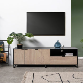 meuble-tv-180-cm-musset-chene-clair-et-noir